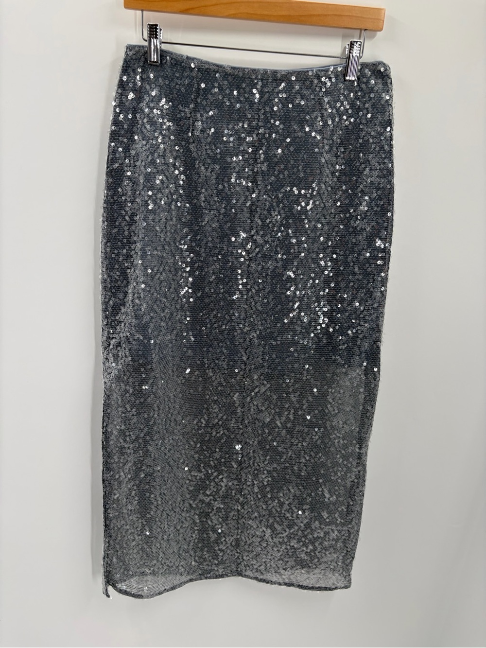NWT Open Edit Nordstrom Sequin Midi Skirt‎ Grey Folkstone Small